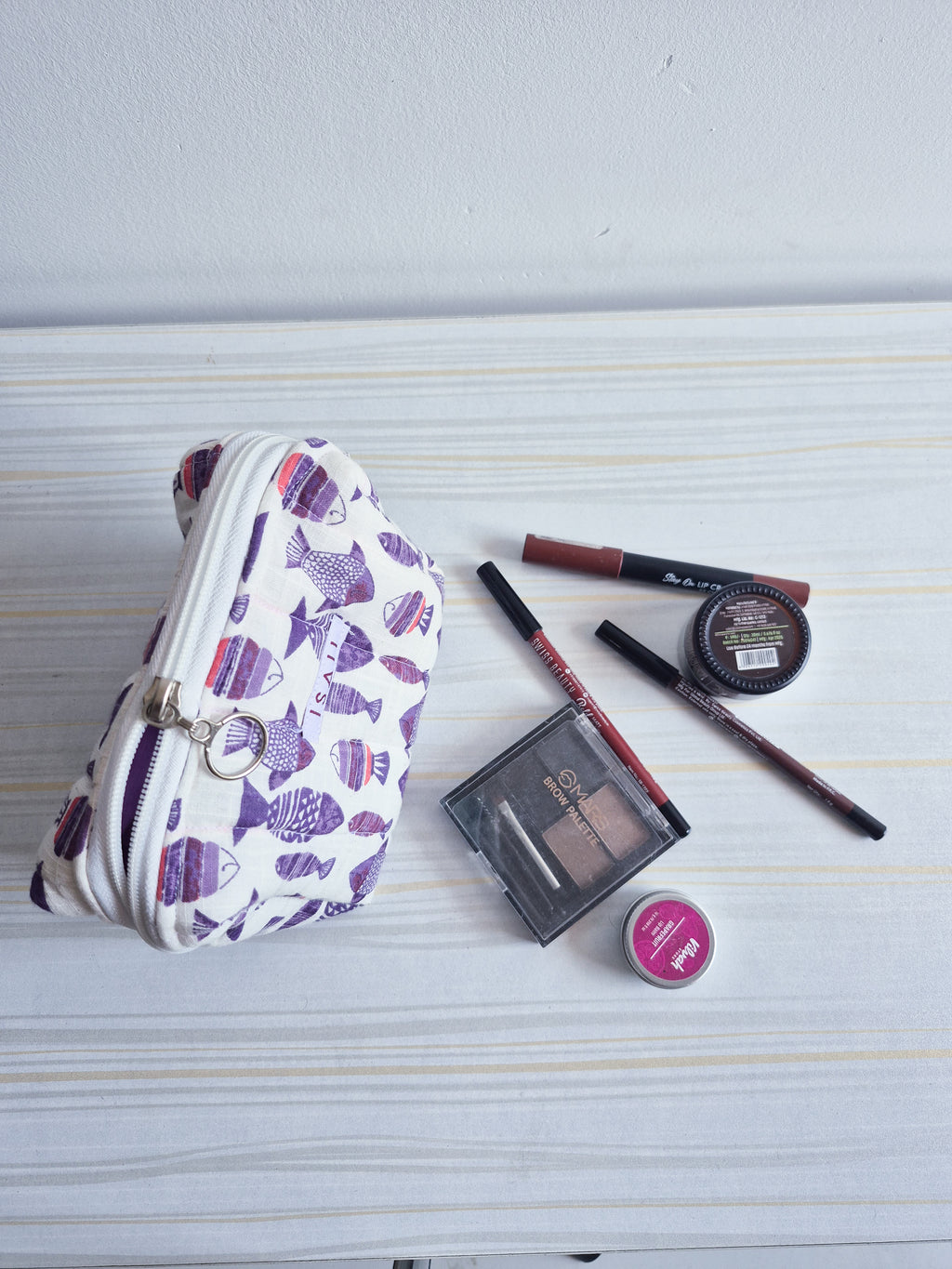 Meena Quilted Makeup/ Travel Pouch - Medium size