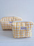 Yellow Gingham Makeup & Travel Pouch Combo