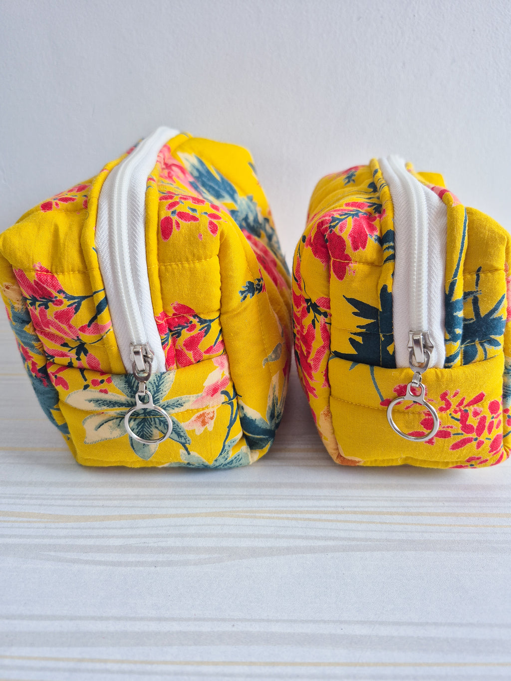 Yellow Floral Makeup & Travel pouch Combo