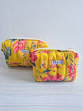 Yellow Floral Makeup & Travel pouch Combo